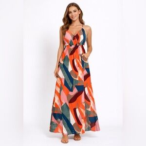 SHEIN Multicolor Maxi Dress Sz S EUC